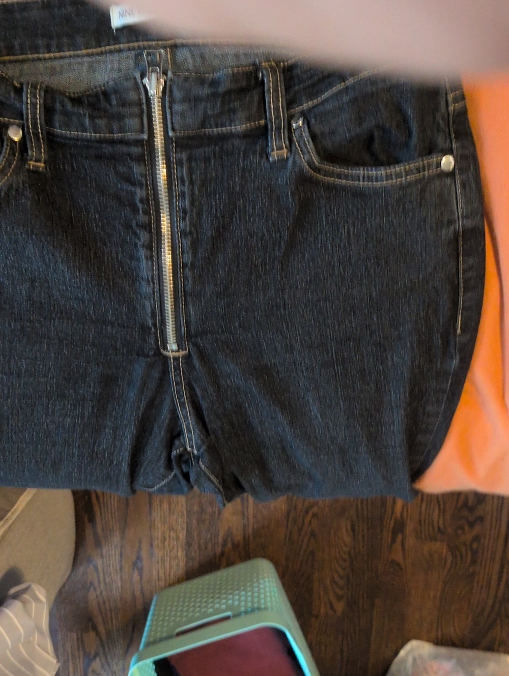 Nine West Dark Blue Relaxed Jeans with Front Zip